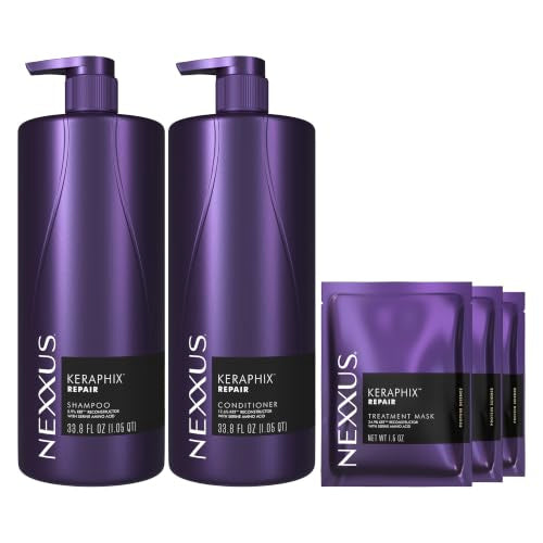 Nexxus Keraphix Damaged Hair Repair Shampoo & Conditioner Set with Keratin & Black Rice, 33.8 oz