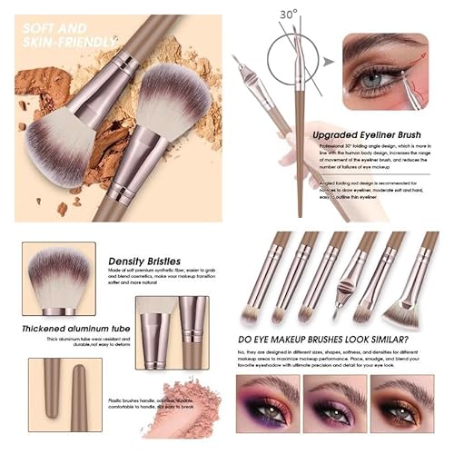 HGHDBT 55Pcs Brown Makeup Brushes Set Professional Makeup Kit Multi-functional Makeup Tool Set with Case Facial Makeup Accessories, Foundation Makeup Brush Kit Eye and Face Make up Brushes & Tools