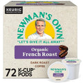 Newman's Own Organic French Roast K-Cup Coffee Pods 12-Count Pack of 6, Dark Roast