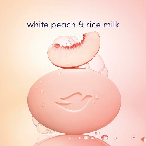 Dove Rebalancing White Peach & Rice Milk Beauty Bar Soap - Moisturizing, pH Balanced, 14 Pack
