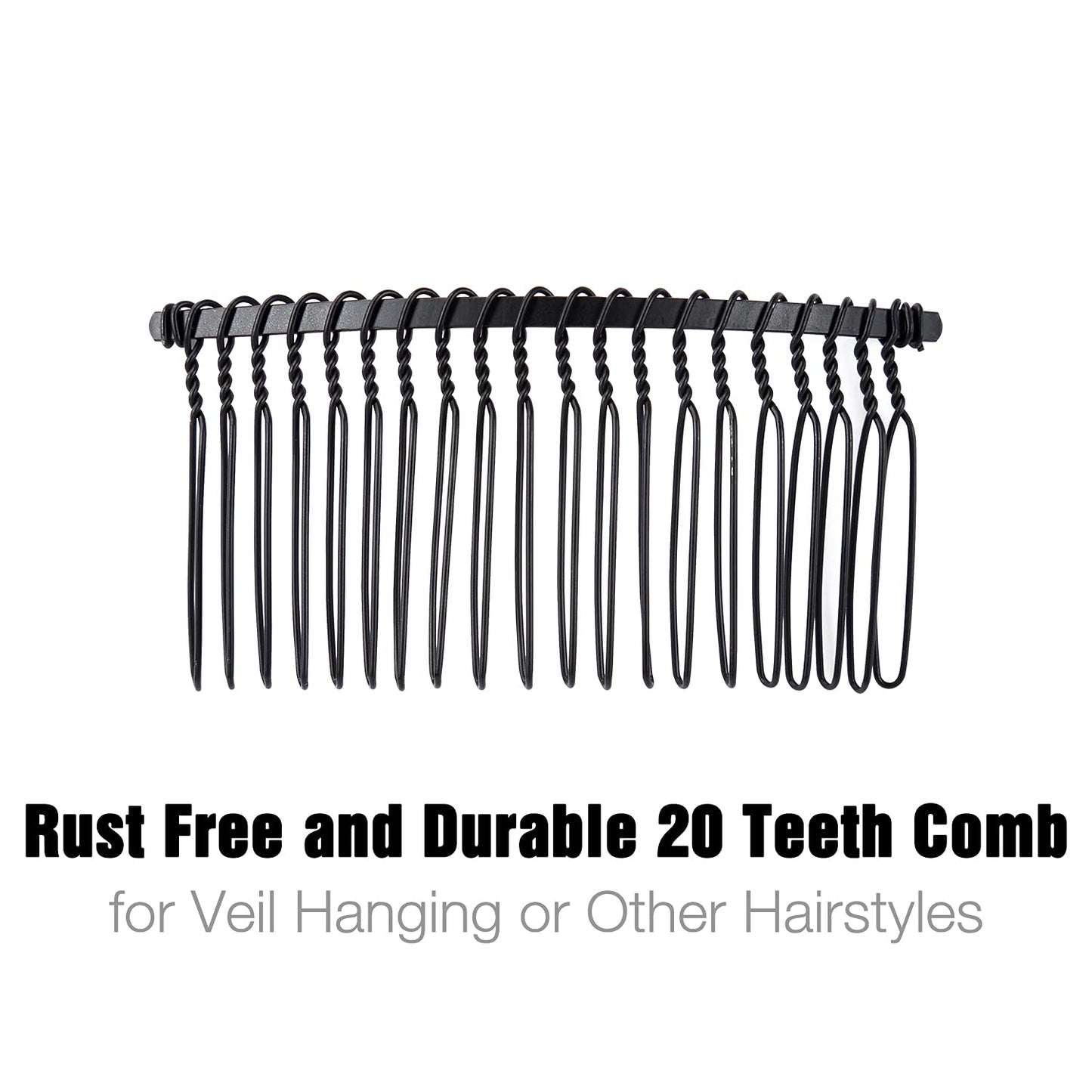 Cinaci 30 Pack Black Metal Hair Side Combs Slide Bun Holder with 20 Teeth DIY Headpieces Clips Grips Barrettes Accessories for Women Girls Brides Veil (Black)