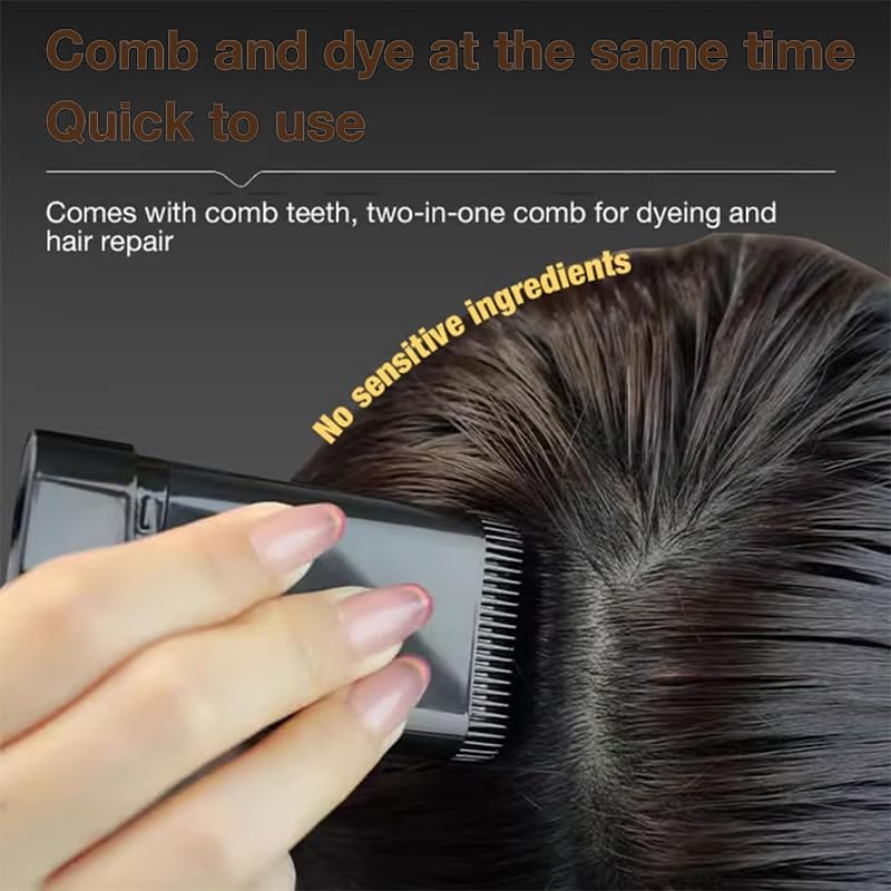 2Pack Safe and Convenient Comb Hair Dye, Waterproof and Sweat-Proof Hair Dye Comb, Quick Touch-Ups, 2 in 1 Instant Dye for Women & Men (Black)