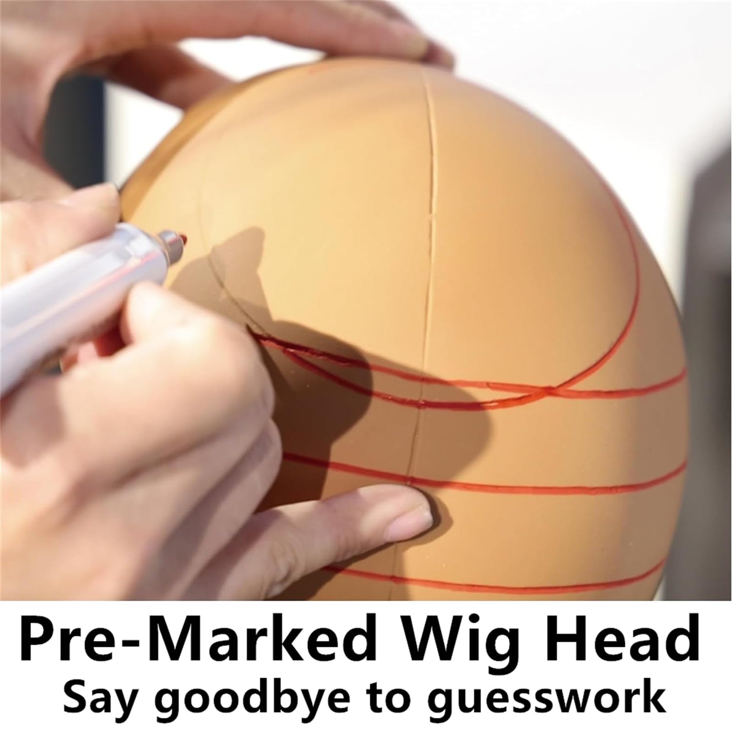 TESCOGO 22 Inch Pre-Marked Mannequin Head for Wig Making, Effective Wig Head with Guide Lines, Suitable for Most Stands, Durable and Sturdy for 10 Years