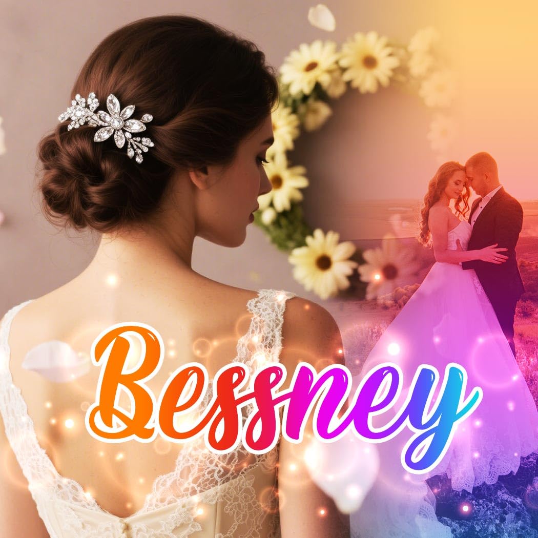 Bessney Silver Crystal Bridal Hair Comb Pearl Wedding Hair Piece Rhinestone Hair Accessories for Women