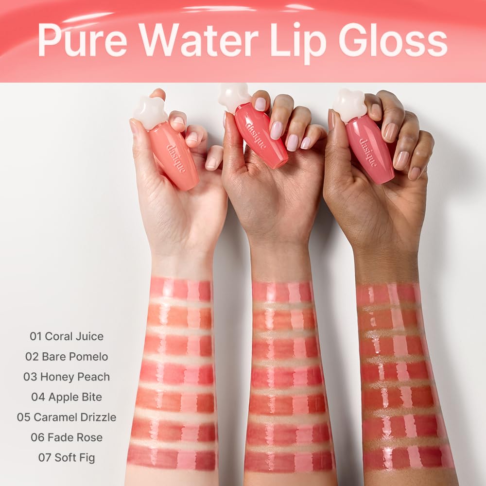 dasique Pure Water Lip Gloss #10 Melted Berry 0.09 oz | Variety of Colors | Dewy Gloss | Buildable Gloss Tesxture | Non-Sticky | K-beauty