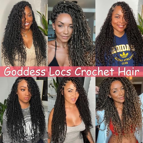 Goddess Locs Crochet Hair 24 Inch - Soft Boho Faux Locs for Black Women, 8 Packs (1B#)