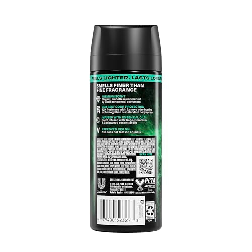 AXE Emerald Sage Body Spray Set - Long-Lasting Fresh Fragrance, 3 x 2.9 oz
