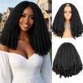 Tmlkhl Black Afro V Part Curly Wig 20 Inch Kinky Curly Synthetic Hair