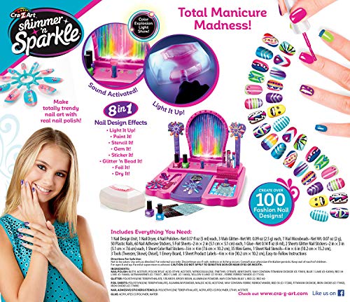 Kids Nail Art Kit with 8 Effects, Polishes, Glitter, Stencils & Dryer