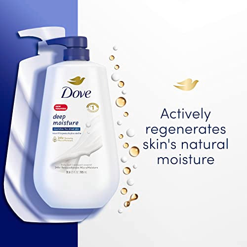Dove Body Wash Bundle with Deep Moisture 30.6oz and Fragrance Free Ultra Sensitive 18.5oz