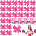 Rose Pink Breast Cancer Awareness Cheer Bows Set with Tattoos - Glitter Pink