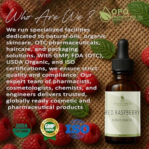Red Raspberry Seed Oil - Organic Cold-Pressed Face & Body Moisturizer - 4 oz Glass Bottle & Dropper