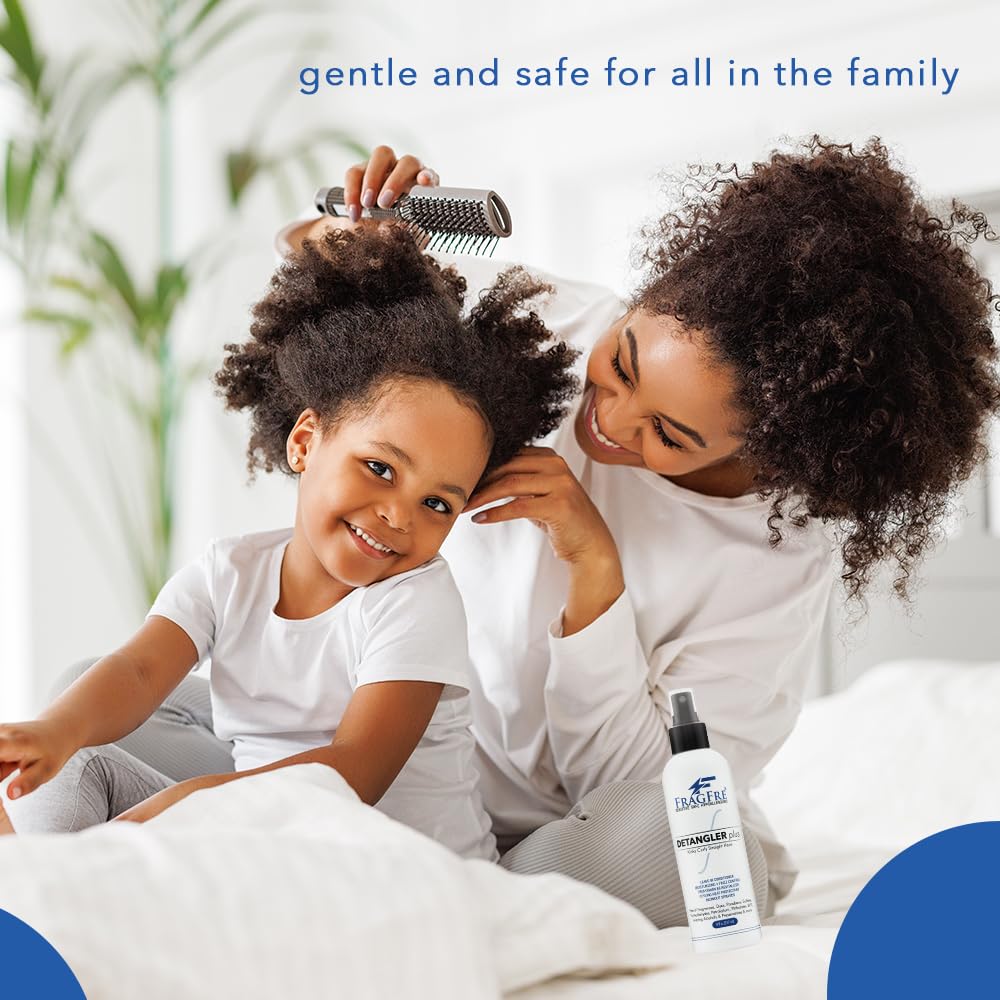 FRAGFRE Detangler plus Styling Hair Spray 8 oz - Heat Protectant and Blowout Spray - Leave in Conditioner for Sensitive Skin - Fragrance Free Hypoallergenic Unscented - Anti Frizz Vegan Cruelty Free