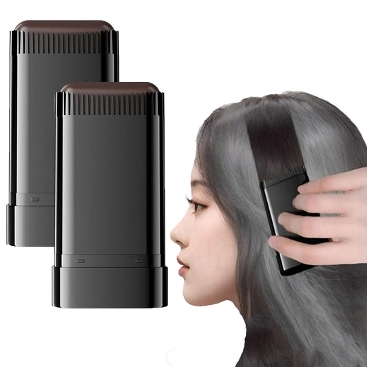 Carylook Hair Color Stick, 2PCS Carylook Waterproof And Sweat-Proof Hair Dye Stick, 2-In-1 Safe And Convenient Comb Hair Dye (Black-Brown,Black-Brown)