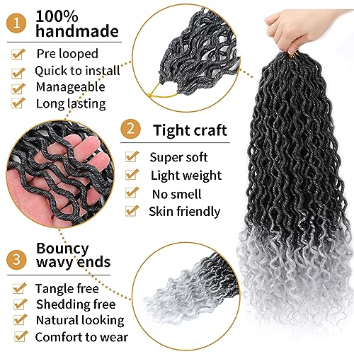 Goddess Locs Crochet Hair 18 Inch Faux Locs for Black Women - 6 Packs, 1B/Grey Variation