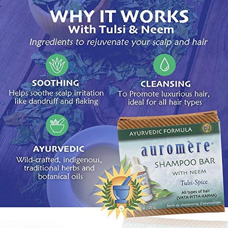 Auromere Ayurvedic Shampoo Bar - Eco Friendly, Handmade, Vegan, Cruelty Free, Natural, Non GMO, All in One Bar for Soap and Shampoo (4.23 oz), 5 pack