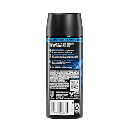 Axe Blue Lavender Body Spray for Men, 3 Pack, 2.9 oz – Long-Lasting Fragrance