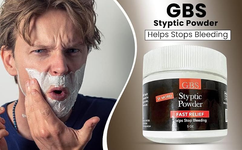 G.B.S Styptic Powder with Sealed Top & Scoop - Quick Bleeding Stop for Minor Cuts & Nosebleeds (3) - 5oz