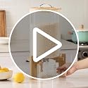 HBlife 5L Glass Rice Dispenser with Wooden Stand, Airtight Bamboo Lid & Measuring Cup