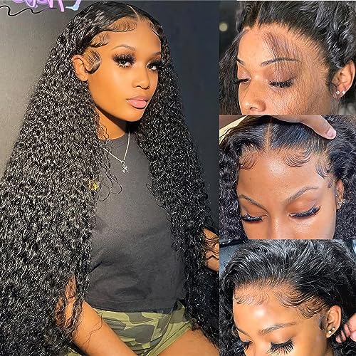 GLOWNINA Deep Wave Lace Front Wig 20 Inch Human Hair 13x4 HD Pre Plucked