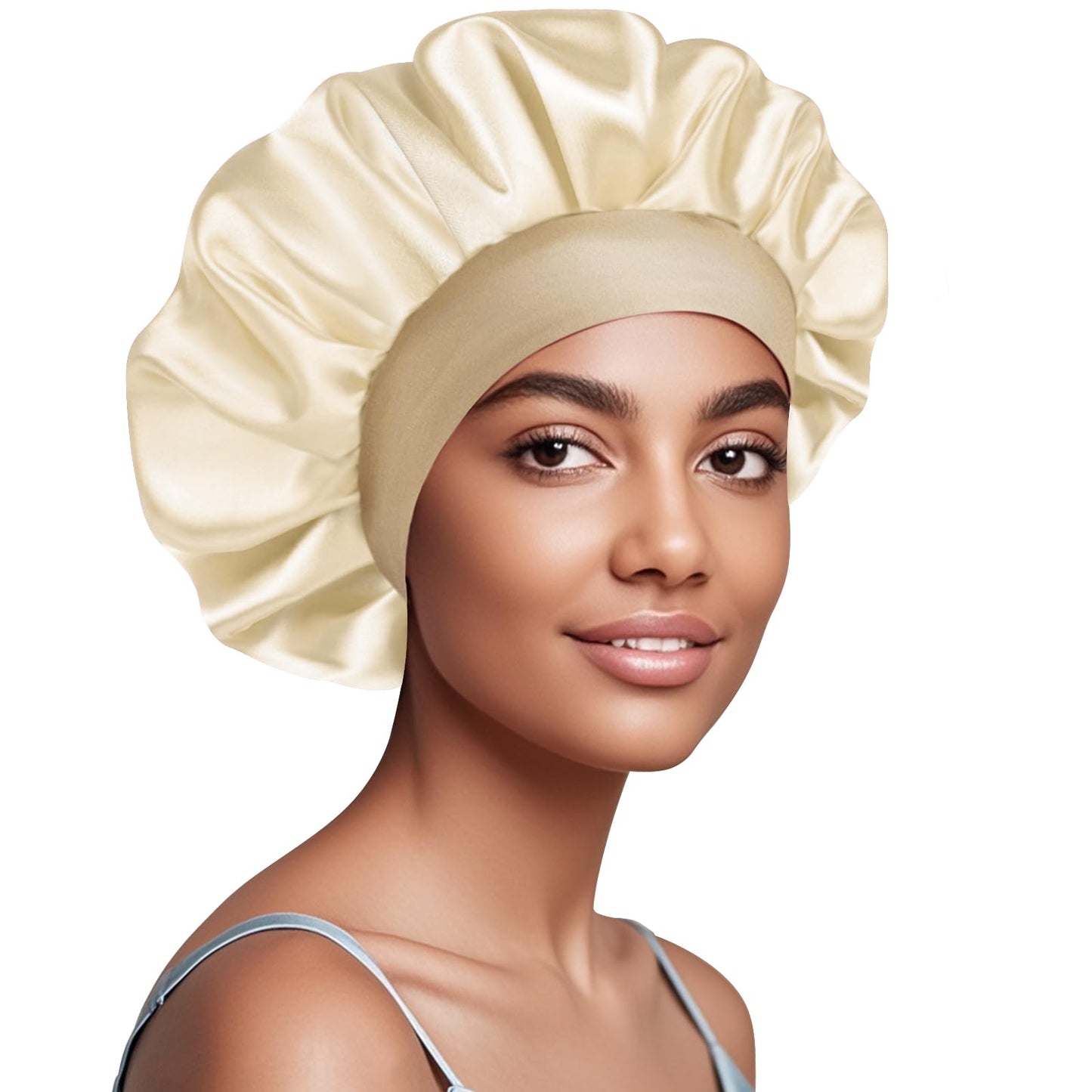 Doitory Satin Silk Bonnet for Sleeping, Soft Satin Lined Hair Bonnet for Women, Double Layer Sleep Nightcap for Natural & Curly Hair