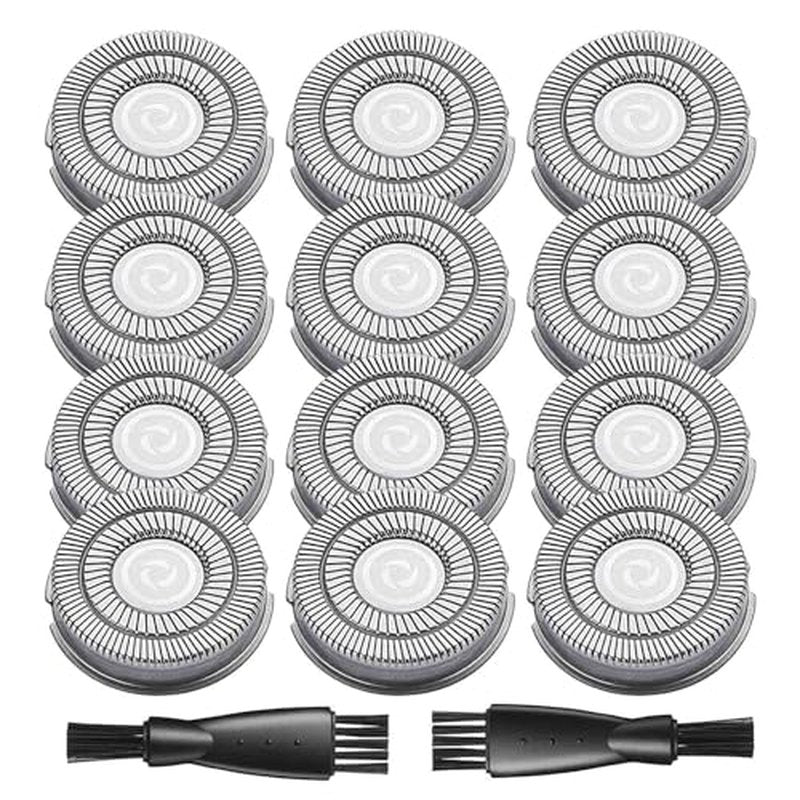 12 Pack Pitbull Shaver Replacement Blade for Skull Shaver Replacement Heads Pitbull Gold/Silver Replacement Blades for Palm Electric Razors Head Shavers for Bald Men, 2 Cleaning Brush, Premium