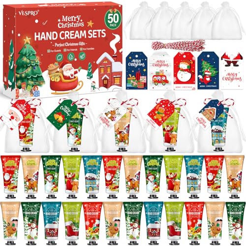 Christmas Hand Cream Gift Set with Organza Bags for Women - 50 Pack