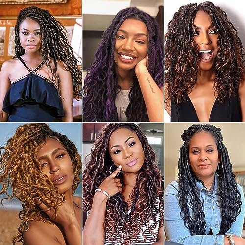 Deep Wave Faux Locs Crochet Hair 30 Inch Black to Beige - 8 Packs