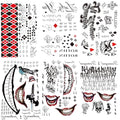 Fake Tattoo Stickers, 3-Sheet Women Temporary Tattoos and 3-Sheet Men Tattoos for Halloween Costume Cosplay Parties Accessories