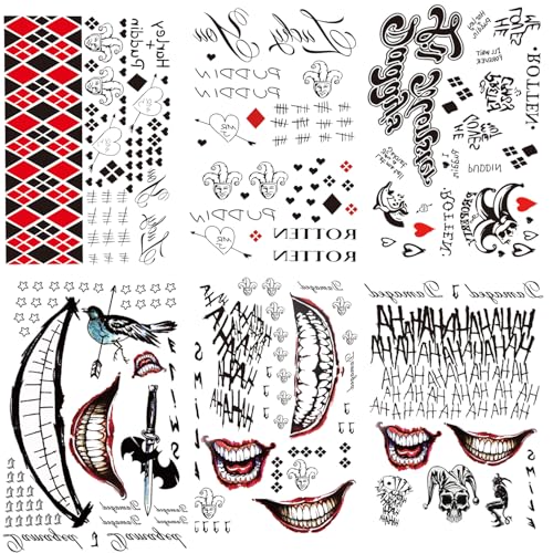 Fake Tattoo Stickers, 3-Sheet Women Temporary Tattoos and 3-Sheet Men Tattoos for Halloween Costume Cosplay Parties Accessories