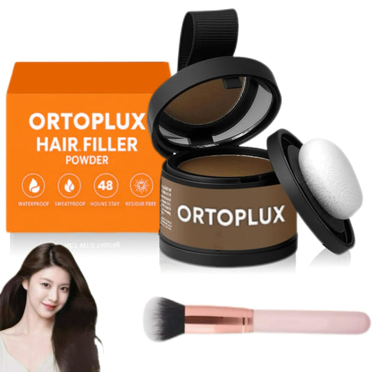 Ortoplux Hair Density Filler, Ortoplux Hairline Powder, Ortoplux Hairline Root Touch Up, Sweatproof Waterproof Hair Powder with Mirror (Light Brown)