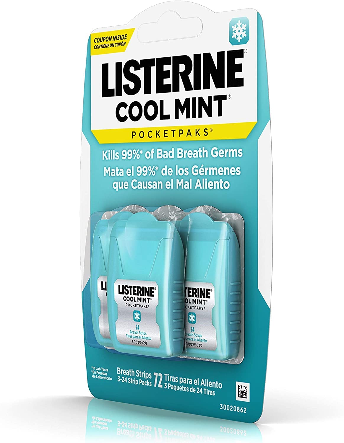 Listerine Cool Mint Pocketpaks Breath Strips, 12-24-Strip Pack Total 288 Strips