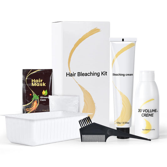 Hair Bleach Kit, Hair Lightener for Dark Hair, Color-Freedom Cream with Hair Mask, Protect & Repair While Lightening, Lifts up to 8 Shades, Complete kit with Tint Bowl, Brush, Gloves & Cap