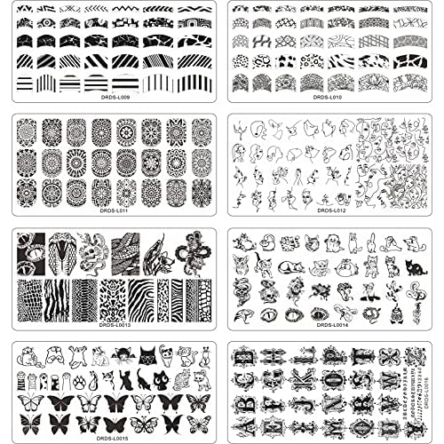 VNC 21 Pcs Nail Stamp Plates Set 16 Plate 2Stamper and 2 Scraper 1storage Bag Nails Art Stamping Plate Scraper Stamper Set Leaves Flowers Animal Nail Plate Template Image Plate Set