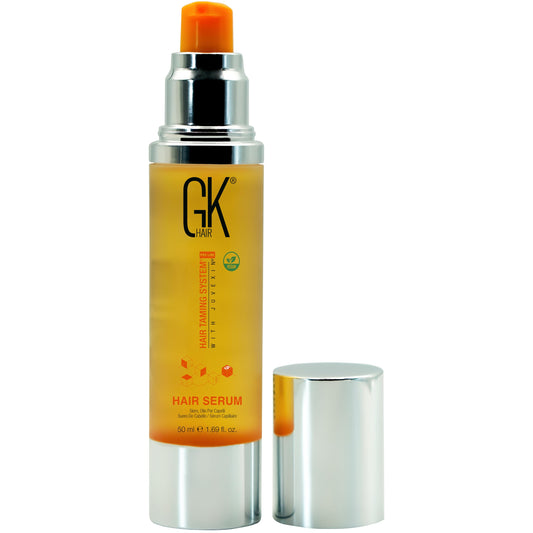 GK HAIR Global Keratin Hair Smoothing Serum (1.69 Fl. Oz/50ml) - 100% Organic Argan Oil Hydrating Strength Shine Dry Damaged Repair Anti Frizz Moistures Nourishment & Weightless Styling All Hair Types