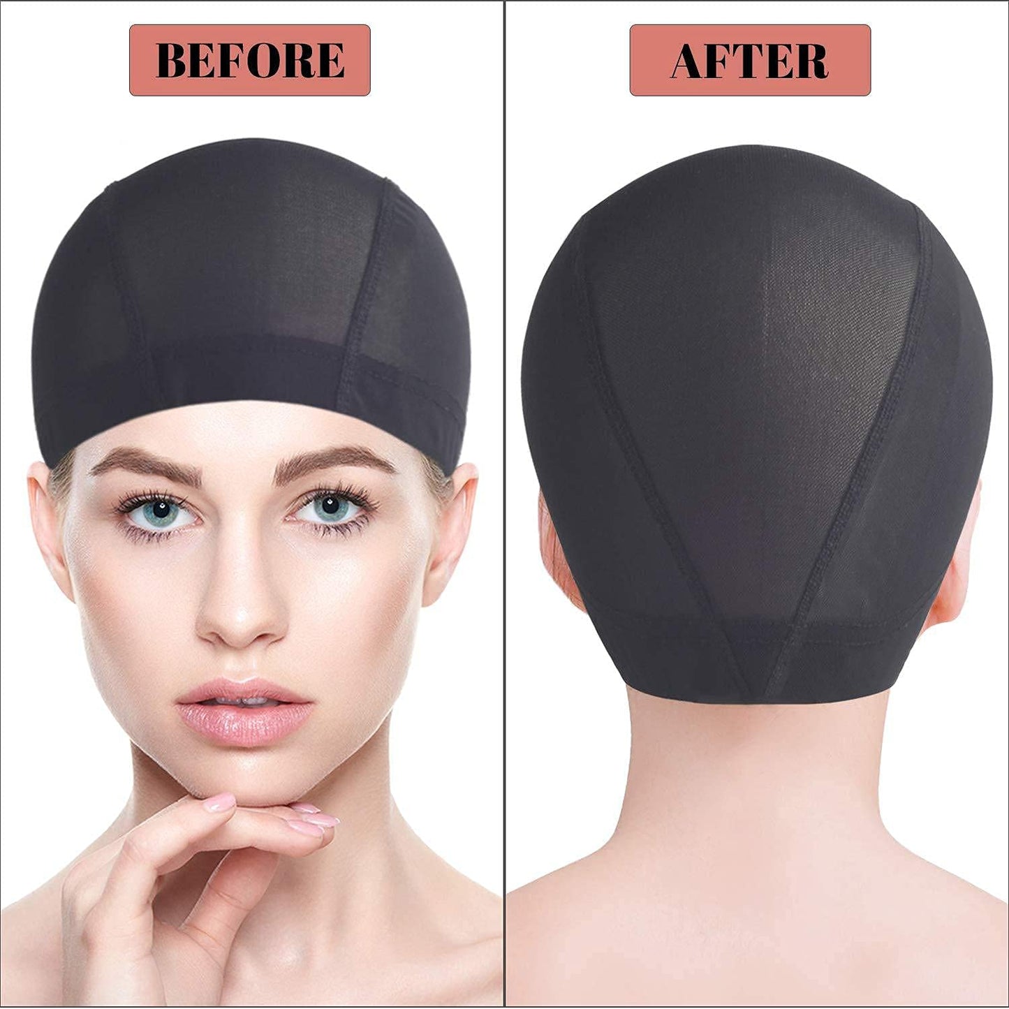 Smilco Mesh Wig Cap 6 Pack Stretchable Mesh Dome Caps for Wigs(Black)