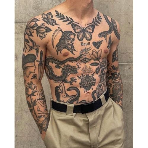 Impressed 48 Sheets Custom Unisex Ignorant Patchwork Temporary Tattoos - Small Semi Permanent Minimalist Black Fake Flash Tattoo for Women and Men - Micro Tiny Adult Hand, Sleeve, Finger Tat for Teens