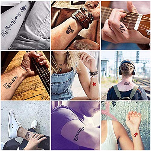 Temporary Tattoo Kit Freehand Ink Semi Permanent Tattoo Jagua Gel 40 Pcs Free Tattoo Stencils DIY Tattoos Fake Freckles Temp Tattoos for Women Kids Men - Full Kit 4 Bottles