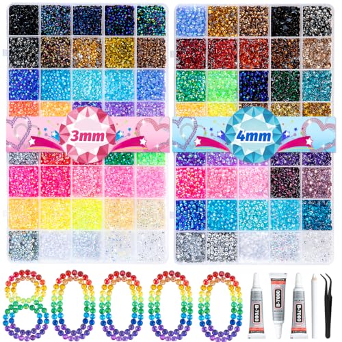 80,000 Rhinestones Bedazzling Kit with 2 Sizes & 80 Colors for Jewelry & Nail Art