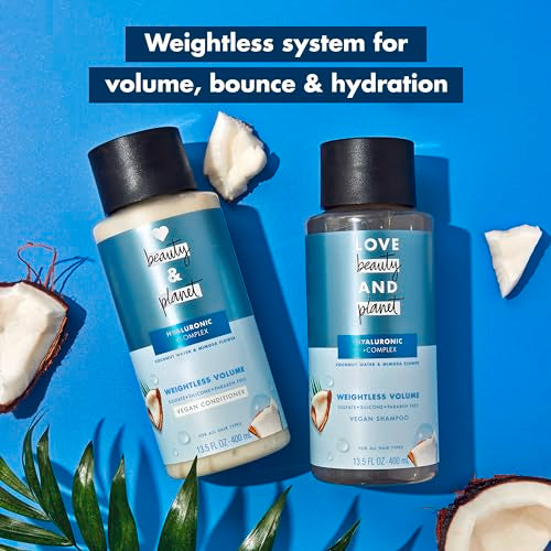Love Beauty and Planet Weightless Volume Shampoo with Hylauronic acid Coconut Water & Mimosa Flower for Thin and Fine Hair 13.5 oz