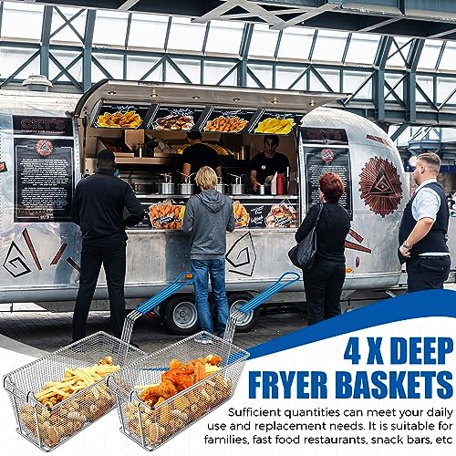 Umigy 4-Pack Deep Fryer Baskets 13.25 x 6.5 x 6 inches, Heavy Duty Iron with Non-slip Handle