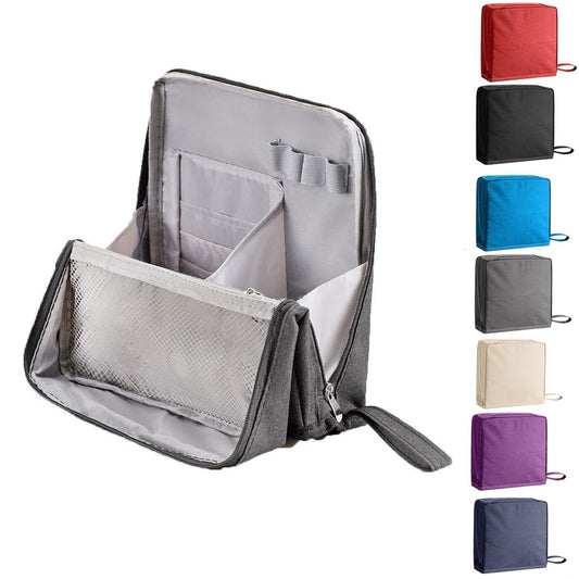 Standing Makeup Bag, 2025 New Multi-Purpose Large Capacity Oxford Cloth Standing Makeup Bag,Portable Toiletry Bag and Stationery Storage Organizer with Compartments (Grey)