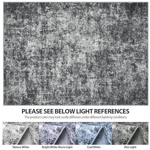 Black/Grey 8x10 Washable Area Rug for Living Room and Bedroom - Non-Slip, Durable, Pet & Kid Friendly