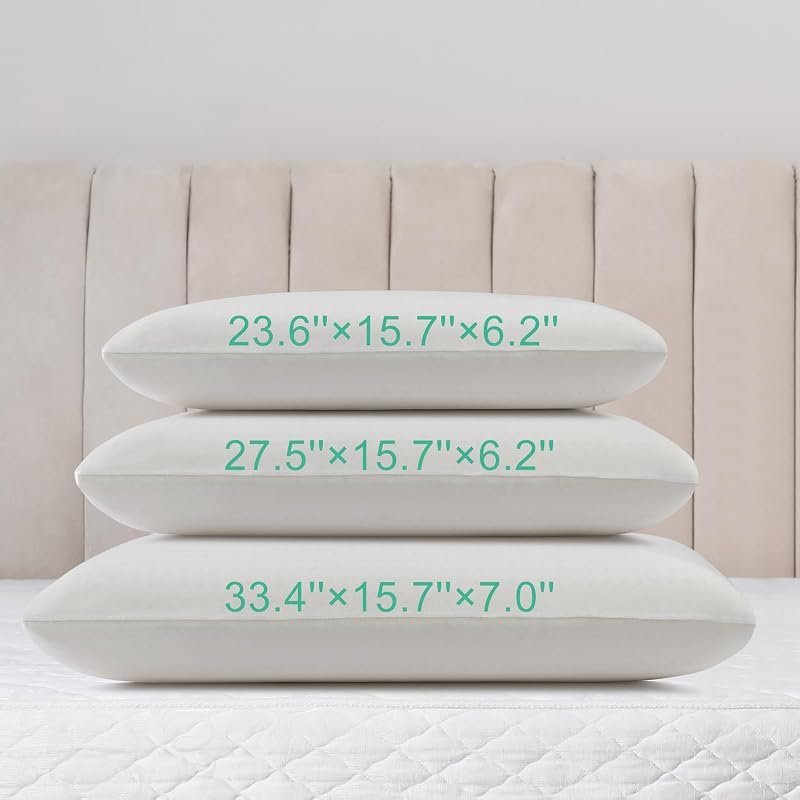 Queen Mid Loft Talalay Latex Pillow with Removable Cotton Cover – Pressure Relief, Breathable