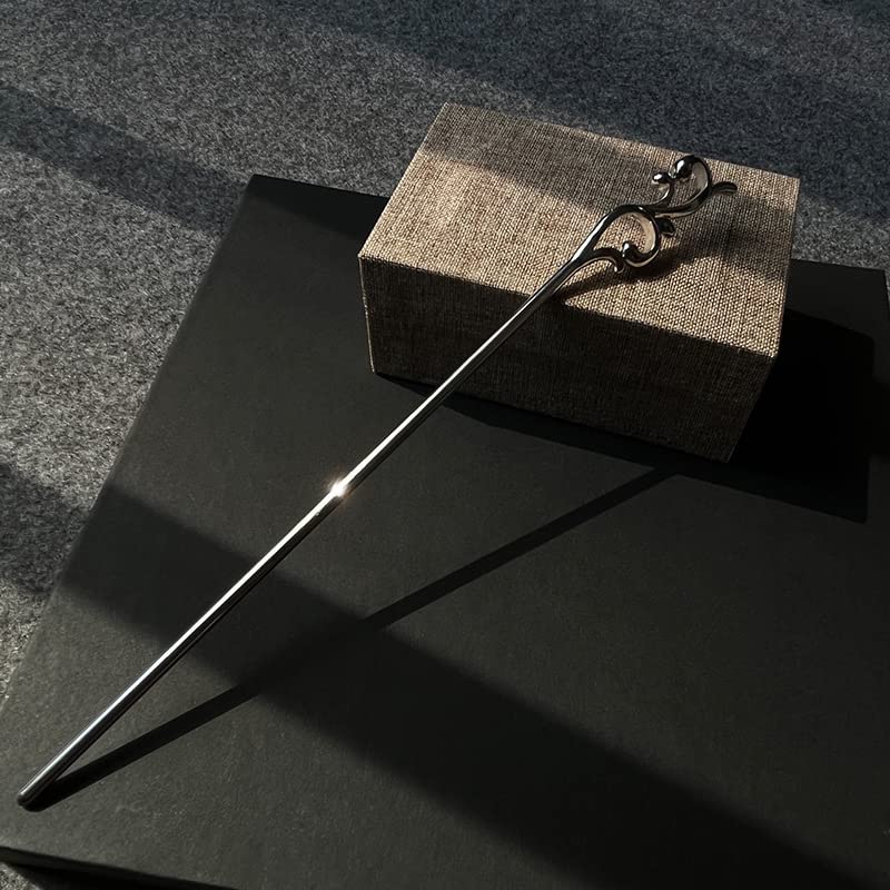 S925 Silver Hairpin Hair Fork - Chinese Style Wooden Hair Accessory (Tender Shoot) for Women