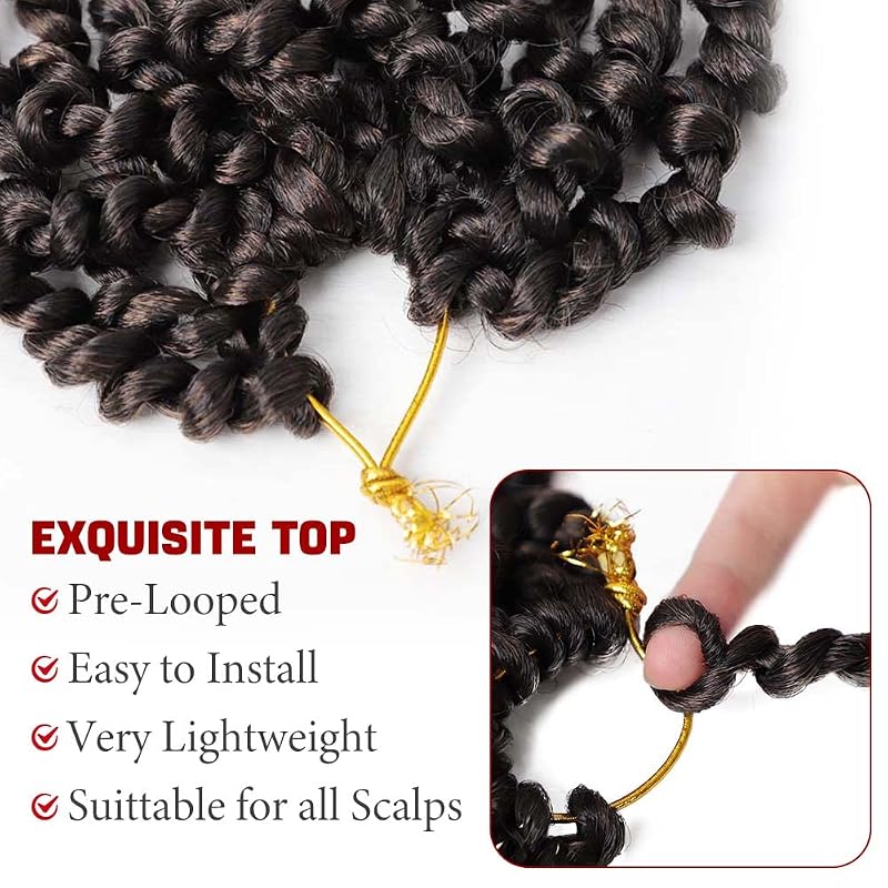 Passion Twist Crochet Hair 6 Inch – 9 Packs, Pre-Looped Short Crochet Braids, T30