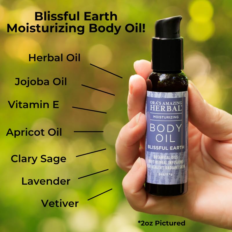 Ora's Amazing Herbal Blissful Earth Lavender Body Oil 7.5 oz - Moisturizing, Relaxing Massage & Bath Oil for Women & Men