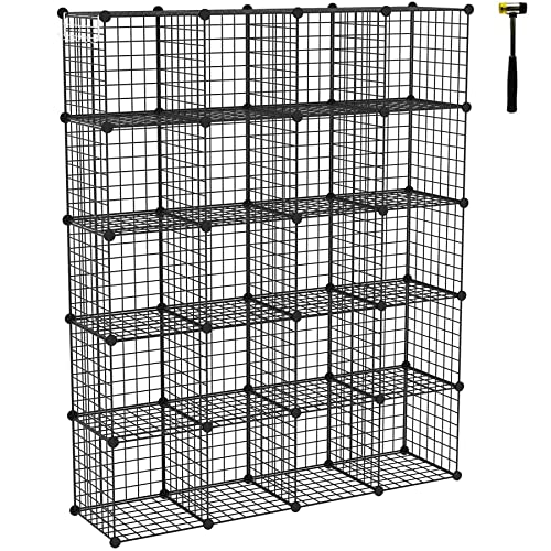 C&AHOME Black Wire Cube Storage Organizer - 20-Cube Metal Shelving Unit