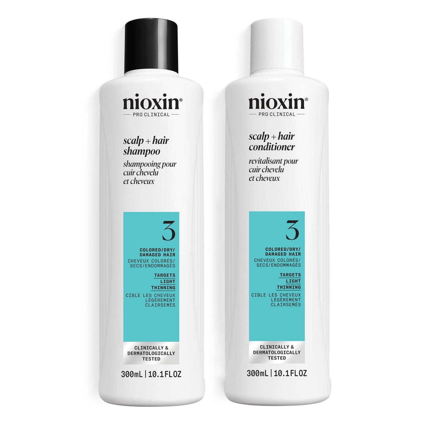 Nioxin Duo Kit | System 3 Scalp + Hair Thickening Shampoo & Conditioner, 10.1 Fl Oz Each | For Colored, Dry, & Damaged Hair with Light Thinning
