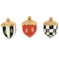 Courtly Check Decorative Acorns Set of 3 - Black & White Resin Fall Decor (Variation: Courtly+Set of 3)